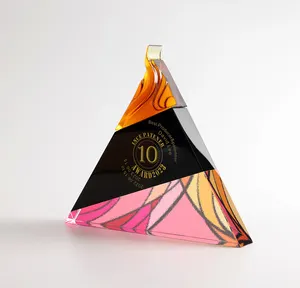 Jadevertu 2024 trophée triangle sommet plaque de cristal prix avec plaque étoile trophée de feu