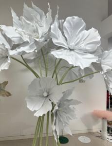 <span class=keywords><strong>Bouquet</strong></span> de fleurs artificielles géantes en mousse blanche argentée, pavot et lys, pour la décoration de mariage et de Noël - Product Image 2