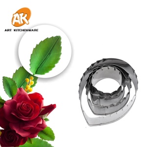 AK Sugar Craft Fondant Công Cụ Bánh Trang Trí Rose <span class=keywords><strong>Leaf</strong></span> <span class=keywords><strong>Cutter</strong></span> Set <span class=keywords><strong>Cookie</strong></span> <span class=keywords><strong>Cutter</strong></span> S349 Kim Loại Opp Túi Hoặc OEM Gói Tất Cả Các Mùa - Product Image 1