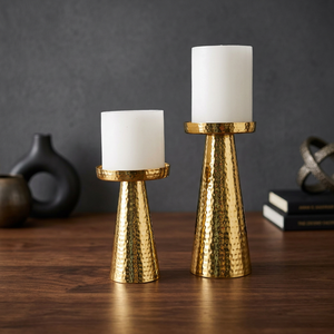 El mejor diseño martillado, producto al por mayor, decoración del hogar, soporte de vela de Metal en hierro, candelabro chapado en oro para decoración de bodas - Product Image 5