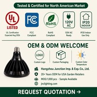 Ampoule LED de culture PAR38 24W pour jardin intérieur, E26, 2300lm 32 PPF, 3 spectres (feuillage, floraison, fruitation), minuteur intégré, 120V