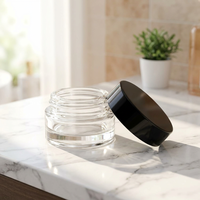 Ensemble de pots en verre résistant aux UV de 5 ml avec couvercles noirs résistants aux enfants - Pots cosmétiques à fond rond pour baume à lèvres, cire et crèmes