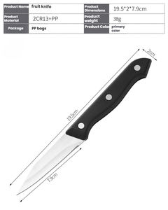 Couteau à fruits en acier inoxydable à manche noir, couteau de cuisine, ustensile de cuisine, couteau à éplucher - Product Image 6