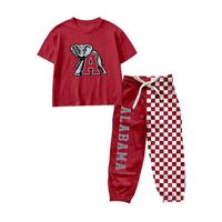Ensemble de maillot de football pour garçons en bas âge avec logo personnalisé, haut à manches courtes et pantalon de jogging à carreaux, tenue deux pièces, vente chaude