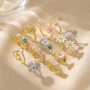 Ring with micro-inlaid flowersProfessional OEM ODM Service Expandable Structure Non-magnetic Steel Mixed wholesale - Product Image 3