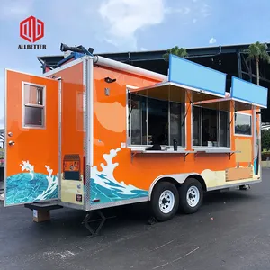 Large Size Food Caravan Camper Kitchen Restaurant Fast Food Kiosk Mobile Grill BBQ Pizza Truck