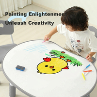 Ensemble table et chaise ergonomiques réglables en hauteur SINKIPA Montessori pour chambre d'enfant, en plastique et bois, pour une utilisation en cuisine