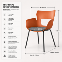 Chaise de salle à manger empilable moderne en plastique PP de style nordique avec accoudoirs, chaise latérale moulée intégrée robuste pour restaurant, café, hôtel