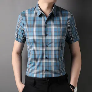 超支品牌格子衬衫男士棉舒适上衣休闲服接受定制标志全球流行男式衬衫
