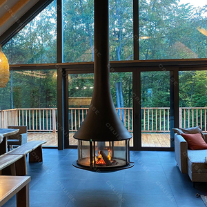 เตาเผาไม้แบบแขวนลอย CRUISE Warming กระจกใส ขนาด 900 มม. พร้อมแผ่นเหล็กขนาดเส้นผ่านศูนย์กลาง 1000 มม. - Product Image 2