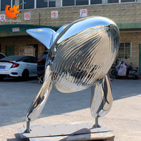 Escultura de Delfín y Ballena en Acero Inoxidable Pulido Personalizada para Decoración de Paisajes Exteriores