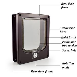 Устойчивая к погодным условиям дверь для кошки, 4 способа блокировки, средняя дверь для внутренней внешней магнитной двери для домашних животных - Product Image 2