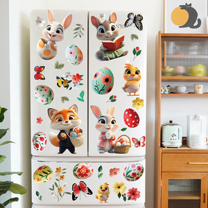 Doppia faccia autoadesivo in PVC <span class=keywords><strong>finestra</strong></span> e adesivo da parete pasqua decorazione per la casa con cartone animato coniglietto modello di coniglio - Product Image 3