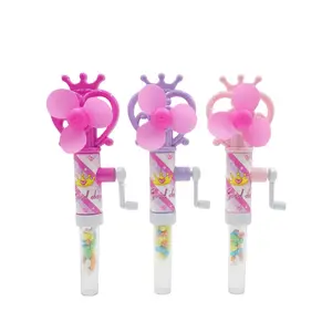 Joli ventilateur de presse à main de couronne de princesse avec tube de bonbons, jouets de bonbons d'été pour filles, offre spéciale