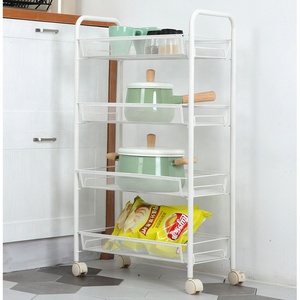 En gros Avec <span class=keywords><strong>Panier</strong></span> Et Serrure Roulette Mobile En Métal <span class=keywords><strong>Roulettes</strong></span> Utilitaire De Stockage De Légumes De Cuisine Chariot Chariot - Product Image 3