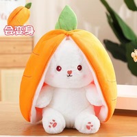 Peluche lapin transformable RT-211 Pâques fraise carotte, super douce, rembourrage en coton PP, aide au sommeil, anti-stress