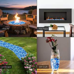 Hochglänzendes Meerblau Eisklar Zerkleinertes Feuerglas Natürliches Propan-Feuerkorb Solide Landschaftsgestaltung & Kamin Dekorative Glassteine - Product Image 3