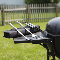 Ensemble complet d'outils de grillade en acier inoxydable robuste avec revêtement antiadhésif et étui résistant à la chaleur, poignée confortable pour barbecue
