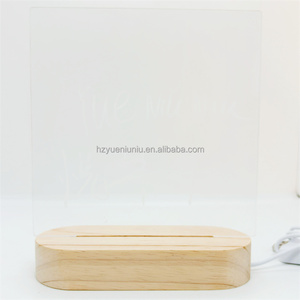 Base de luz nocturna de ilusión LED 3D, lámpara de modelo de madera de caucho acrílico blanco cálido, Material ABS, enchufe de tamaño medio para decoración del hogar - Product Image 6