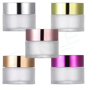 0.5 oz 1oz 2oz 4oz Luxury Empty luxury Cosmetic Packaging Plastic Cream Jar with rose gold metal color lid for acrylic powder