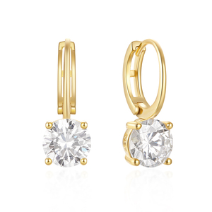 CANNER 18K Gold Plated Elegant 5A Four Claw Zirconia Huggie <b>Earrings</b> Women Jewelry 925 Sterling <b>Silver</b> Pendant <b>Hoop</b> <b>Earring</b> - Product Image 1