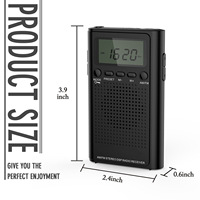 Radio Saku Mini dengan Pita AM/FM Layar LCD Jack Earphone Speaker Bawaan Jam Alarm Bertenaga Baterai untuk Mendaki di Luar Ruangan