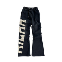 Pantalons de style streetwear pour homme en coton ample, brodés, lavés en couleur, avec impression dégradée - Jogging et pantalons pattes d'éléphant