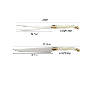 Garwin 2PCS <span class=keywords><strong>Laguiole</strong></span> Salad Servers Pearl White Stainless Steel Serving Spoon & Fork with Wooden Tray for  Business Gift - Product Image 2