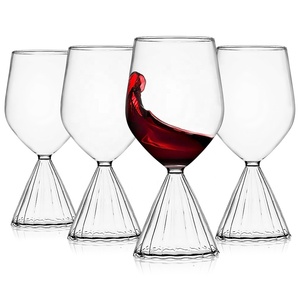 Verres à <span class=keywords><strong>vin</strong></span> rouge à pied transparents de 12 oz, verres à cocktail avec base en dentelle rayée - Product Image 1