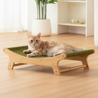 Lit grattoir pour chat en sisal avec hamac surélevé pour chats d'intérieur, coussin en sisal naturel remplaçable, grand salon pour chat en bois
