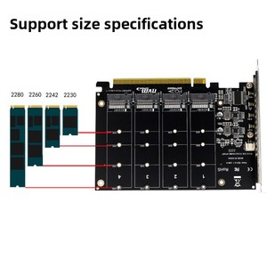 Máy tính để bàn Bo mạch chủ PCI-E X16 4 Thẻ mở rộng đĩa NVME 4 Thẻ mảng đĩa PCIE Thẻ phân chia tín hiệu mảng - Product Image 5