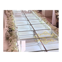 Événements de mariage, panneau lumineux LED pour scène, fleur, panneau décoratif, pièce de sol en verre carré pour scène de mariage