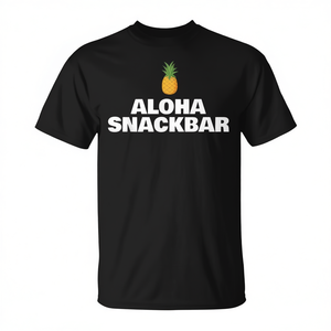 T-shirt Aloha Snackbar in cotone nero unisex per adulti taglia M L XL XXL - Product Image 2