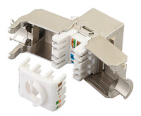 Conector Keystone RJ45 Cat5e UTP Sin Blindaje 8P8C T568A/B de 180 Grados Sin Herramientas con Soporte para Cable