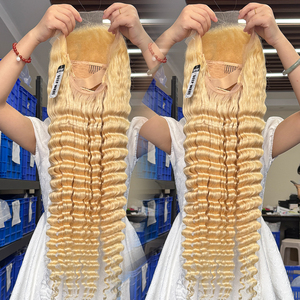 Parrucche Raw 613 HD Lace in <span class=keywords><strong>Capelli</strong></span> Umani <span class=keywords><strong>Veri</strong></span>, <span class=keywords><strong>Parrucca</strong></span> <span class=keywords><strong>Bionda</strong></span> 613 Deep Wave Brasiliana, <span class=keywords><strong>Parrucca</strong></span> Frontale Full Lace HD 13X6 Senza Colla - Product Image 3