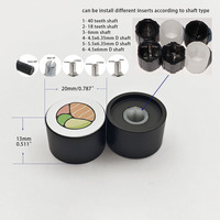 Bouton de commande rotatif en aluminium avec logo personnalisé pour appareils électroménagers, bouton de potentiomètre décoratif de 20 mm avec inserts multi-axe pour axe de 6 mm
