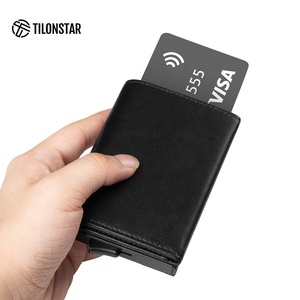TILONSTAR TG203 Wholesale Leather Aluminium Push Button Wallet Case Automatic Pop up Rfid Blocking Credit <b>Card</b> <b>Holder</b> - Product Image 3