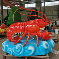 Modèle de statue de homard animatronique personnalisable en silicone et acier pour parcs d'aventure, maisons de jeux, jardins et centres commerciaux