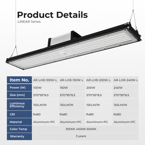 High Lumen 150LM/W LED Linear High Bay Shop Light 150W 200W Industrial Warehouse Factory Garage <b>Workshop</b> <b>Lighting</b> - Product Image 6