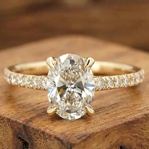 ラボグロウンダイヤモンドリング 18K 14K 10K ソリッドゴールド IGI認証 CVD HPHT VVS 婚約指輪 結婚指輪 女性用 男性用 ダイヤモンドアクセント付き - Product Image 1