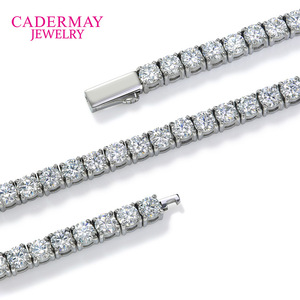 Cadermay Moissanite Tennis Bracelet 3mm D Color Channel Setting Geometric Design Hip Hop Jewelry for Men Women - Product Image 2