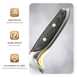 Ensemble de couteaux de cuisine professionnels en acier allemand 6 pièces, acier inoxydable X50CrMoV15, couteaux avec manches ergonomiques en Pakkawood pour OEM - Product Image 3