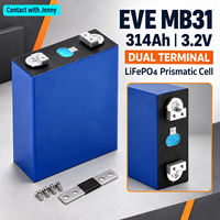 Cellule prismatique LiFePO4 EVE MB31 314Ah à double borne 3.2V Grade A, 8000 cycles, pour pack de batterie de stockage d'énergie solaire DIY, en stock aux États-Unis