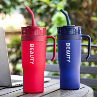 D5726 Vaso Deportivo de Plástico de Gran Capacidad (40oz) con Pajita y Asa, Portátil para Viajes en Auto, para Hombres y Mujeres, Nuevo Estilo