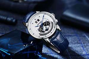 Wholesale Price Luxury Multifunctional Men <b>Watch</b> Quartz Movement Genuine Leather Strap Classic Design - Product Image 5