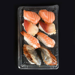 Boîte d'emballage à emporter pour sushi rectangulaire transparente en PET recyclé, conteneur à sushi en plastique jetable Rpet avec couvercle - Product Image 3