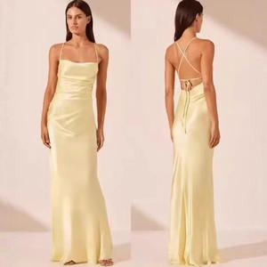 Özelleştirilmiş Spagetti Askılı Gelinlik Modelleri V Yaka Pileli Akşam Balo Parti Elbisesi - Product Image 4