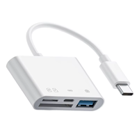 Lector de Tarjetas USB C 3 en 1, Adaptador OTG para Tarjetas de Memoria SD y TF, Teléfono Móvil, Laptop, Cámara, Puerto de Carga Tipo C