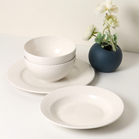 Ensemble de 32 pièces pour restaurant de style moderne, vente en gros de porcelaine fine en os, ensemble de table en porcelaine avec emballage en boîte