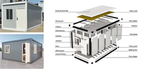 Maison Modulaire Préfabriquée de Luxe à 1-2 Étages avec Balcon sur le Toit, Bureau Conteneur Portable pour Vivre et Travailler